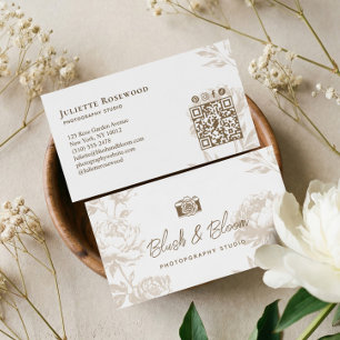 Antike Kamera Chic Handgezeichnete Blumen Fotograf Visitenkarte