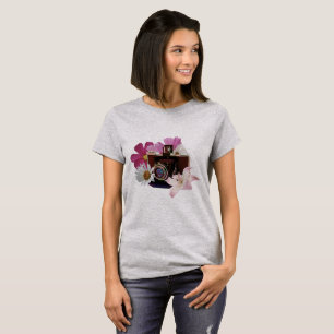 Antike Kamera mit Blumen T-Shirt