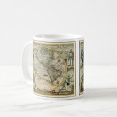 Antike Karte, 1596, America Sive Novus Orbis Kaffeetasse (Vorderseite Links)