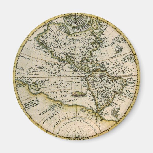 Antike Karte, 1596, America Sive Novus Orbis Magnet (Vorne)