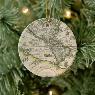 Antike Karte, America Sive Novus Orbis, 1596 Keramik Ornament