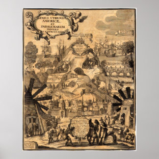 Antike Karte Amerikas Poster