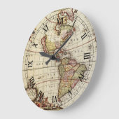 Antike Karte Amerikas von Johannes De Ram Große Wanduhr (Winkel)