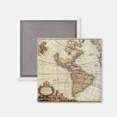 Antike Karte Amerikas von Johannes De Ram Magnet (Vorderseite/Rückseite)