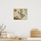 Antike Karte Amerikas von Johannes De Ram Poster (Küche)