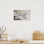 Antike Karte Asiens | 1696 Poster (Küche)