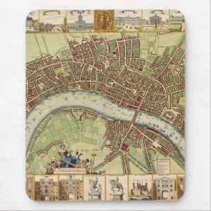 Antike Karte aus dem 17. Jahrhundert von London W. Mousepad