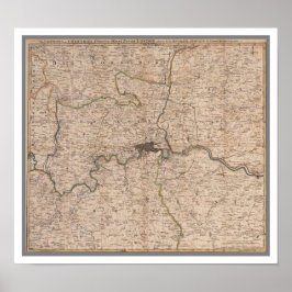 Antike Karte aus dem 18. Jahrhundert von London Poster