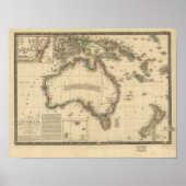 Antike Karte Australiens 1826 Poster (Vorne)