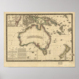 Antike Karte Australiens 1826 Poster