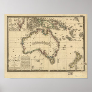 Antike Karte Australiens 1826 Poster