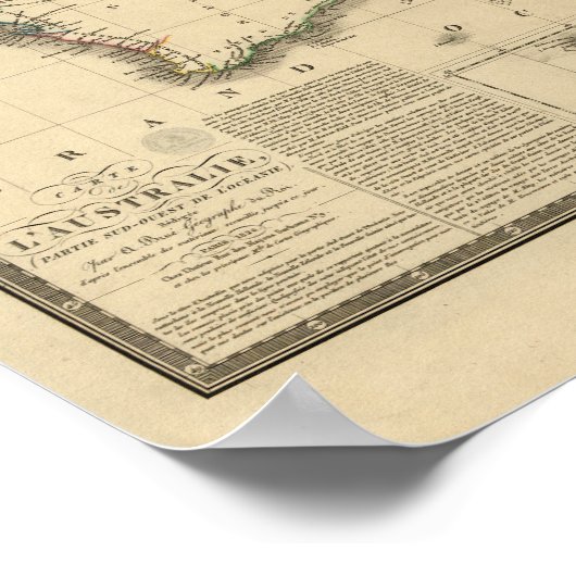 Antike Karte Australiens 1826 Poster (Ecke)