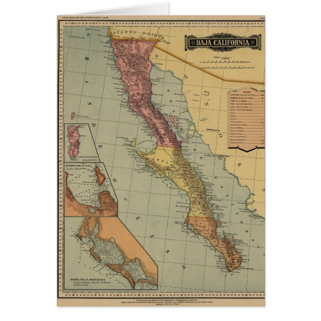 Antike Karte Baja California (Vorne)