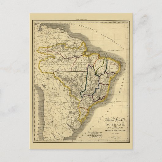 Antike Karte Brasiliens 1821 (Vorderseite)