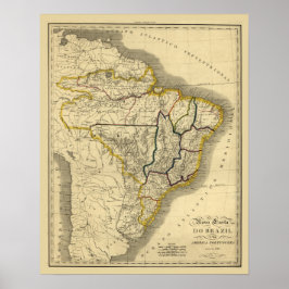 Antike Karte Brasiliens 1821 Poster