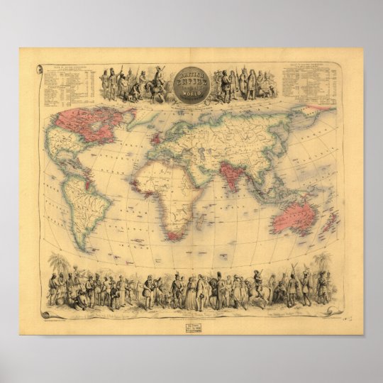 Antike Karte Das Britische Imperium 1850 Poster Zazzle De