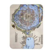Antike Karte der Azteken Hauptstadt Tenochtitlan Magnet (Vertikal)