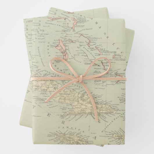 Antike Karte der Bahamas Geschenkpapier Set (Beispiel)