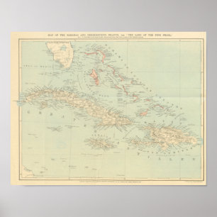 Antike Karte der Bahamas-Inseln Poster
