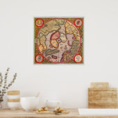 Antike Karte der Nordpol-Karte von Mercator Poster (Küche)