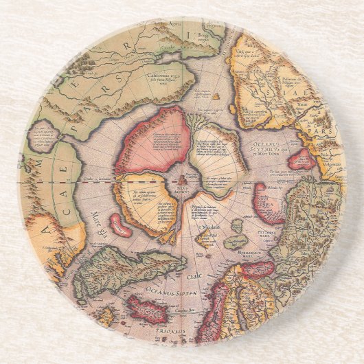 Antike Karte der Nordpol-Karte von Mercator Untersetzer (Vorne)