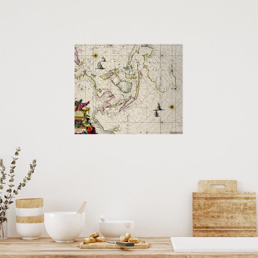 Antike Karte der Ostindien Poster (Küche)