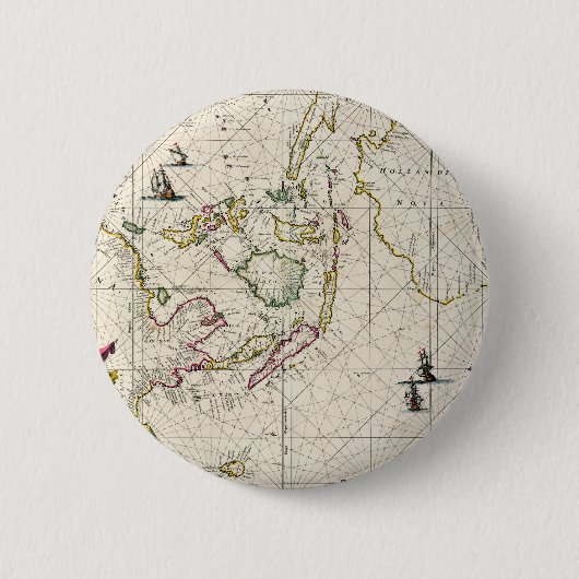 Antike Karte der Ostinseln Button (Vorderseite)