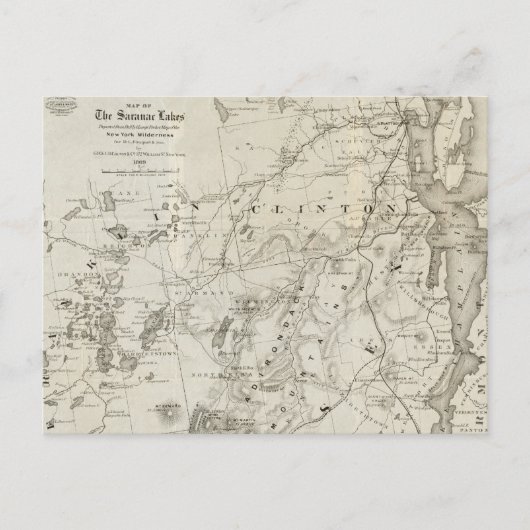 Antike Karte der Saranac Seen New York (Vorderseite)