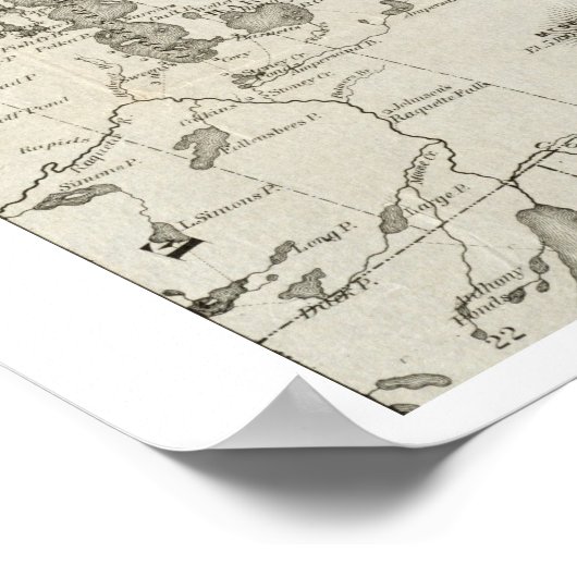 Antike Karte der Saranac Seen New York Poster (Ecke)