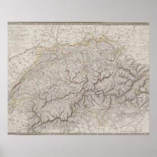 Antike Karte der Schweiz Poster