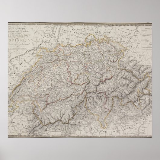 Antike Karte der Schweiz Poster (Vorne)