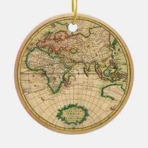 Antike Karte der Welt Keramikornament