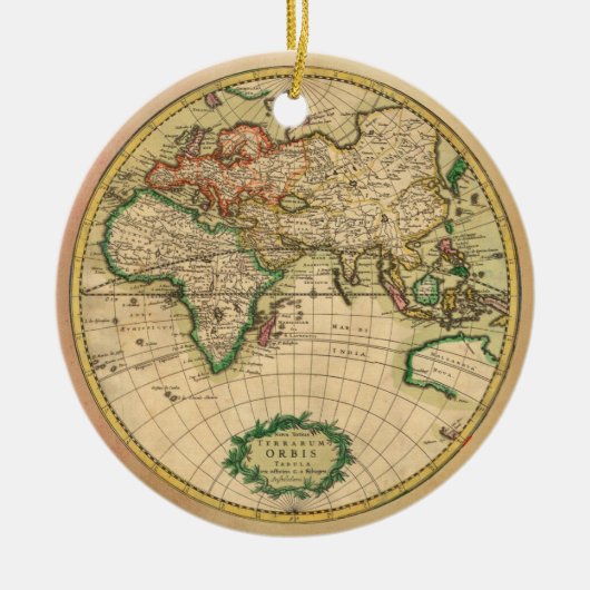 Antike Karte der Welt Keramikornament (Vorne)