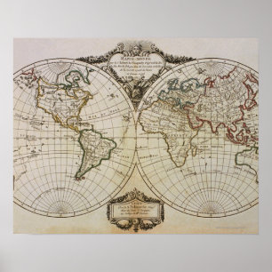Antike Karte der Welt Poster
