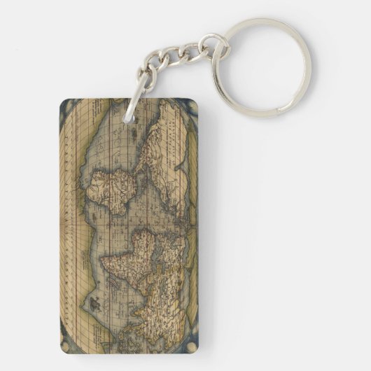Antike Karte der Welt Schlüsselanhänger (Rückseite)