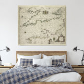 Antike Karte des Kanals, 1666 (Farbengravur) Leinwanddruck (Insitu (Schlafzimmer))