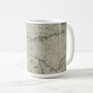 Antike Karte des Kanals, 1666 (farbige Radierung) Kaffeetasse