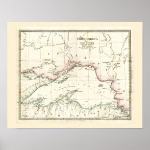 Antike Karte des Lake Superior Poster