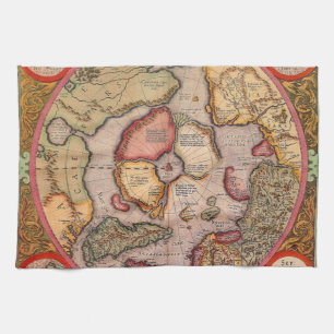 Antike Karte des Nordpols von Mercator Geschirrtuch