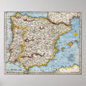 Antike Karte des Posters der iberischen Halbinsel Poster (Vorne)