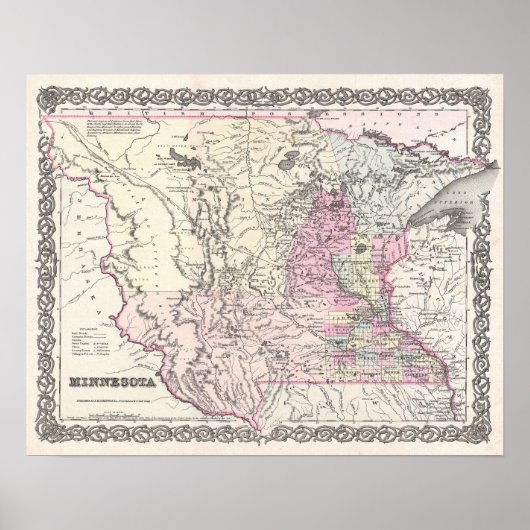Antike Karte des Staat von Minnesota Poster (Vorne)