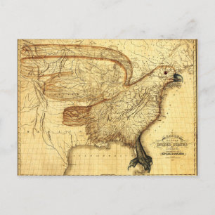 Antike Karte, die Amerika als Adler darstellt Postkarte