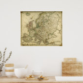 Antike Karte Europas Poster (Küche)