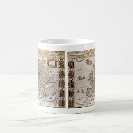 Antike Karte Europas von Willem Jansz Blaeu, c1617 Kaffeetasse (Mittel)