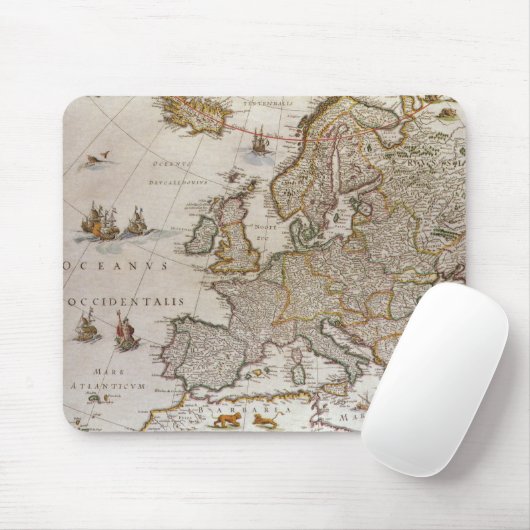 Antike Karte Europas von Willem Jansz Blaeu, c1617 Mousepad (Mit Mouse)