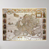 Antike Karte Europas von Willem Jansz Blaeu, c1617 Poster (Vorne)