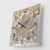 Antike Karte Europas von Willem Jansz Blaeu, c1617 Quadratische Wanduhr (Winkel)