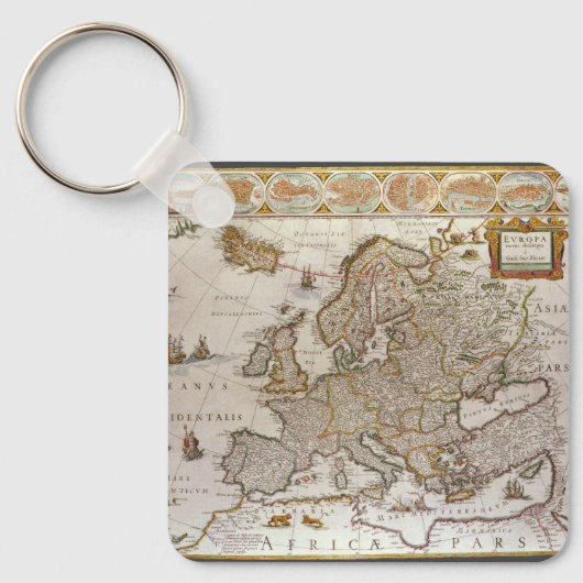 Antike Karte Europas von Willem Jansz Blaeu, c1617 Schlüsselanhänger (Vorderseite)