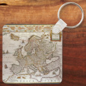 Antike Karte Europas von Willem Jansz Blaeu, c1617 Schlüsselanhänger (Rückseite)
