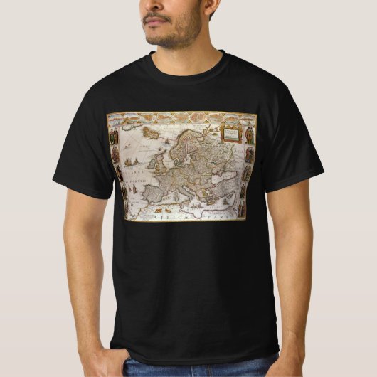 Antike Karte Europas von Willem Jansz Blaeu, c1617 T-Shirt (Vorderseite)